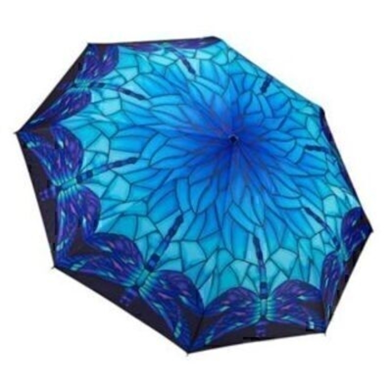 Blue Dragonfly Tiffany Lamp Style Folding Umbrella by Blooming Brollies. Another stunning Folding Umbrella from Galleria. This umbrella has virtually unbreakable fiberglass ribs and is automatic opening and closing. With a length of 32cm when closed, a h